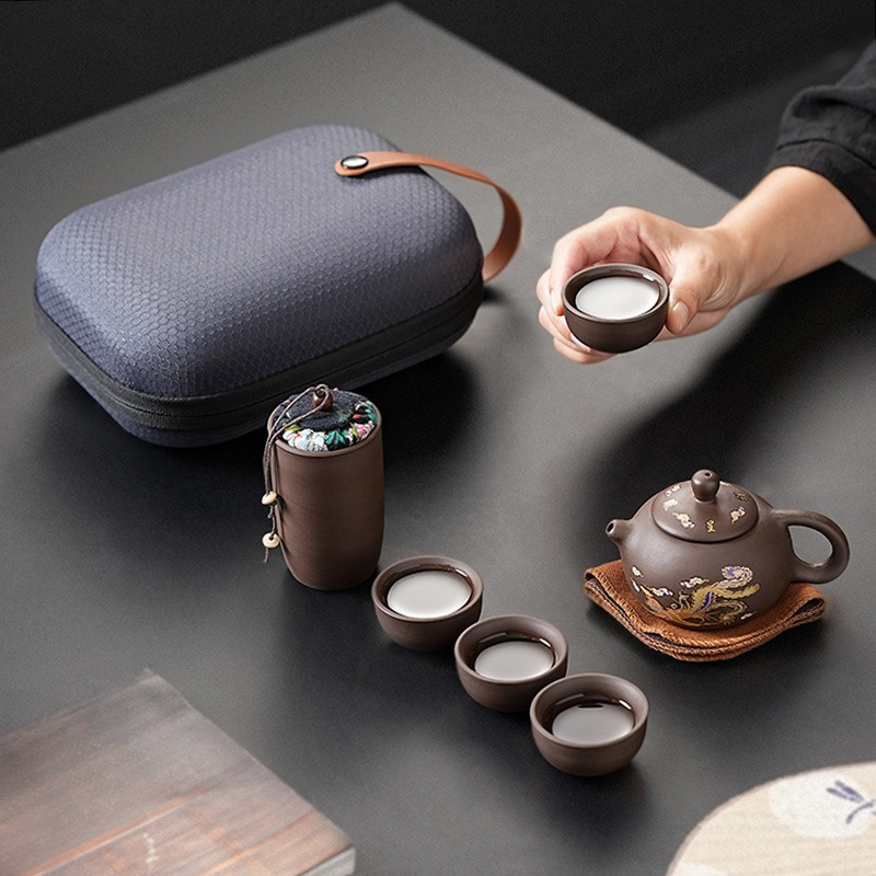 Purple Clay Travel Tea Set wit - Korean Tea Set ulasan dan harga