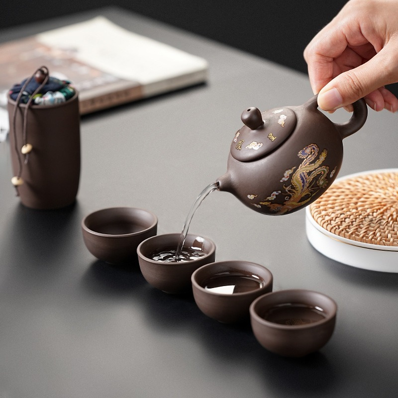 Purple Clay Travel Tea Set wit - Korean Tea Set ulasan dan harga