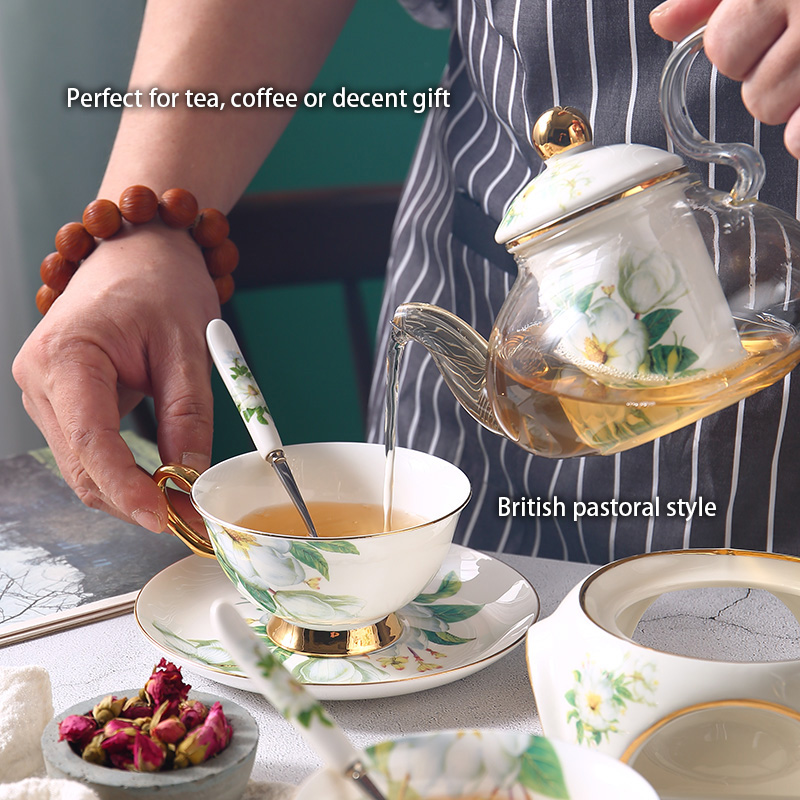 Camellia Bone China Tea Set Br - Korean Tea Set ulasan dan harga