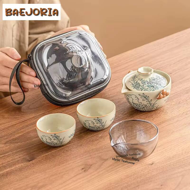 Cute Rabbit Sunflower Ru Kiln  - Korean Tea Set ulasan dan harga