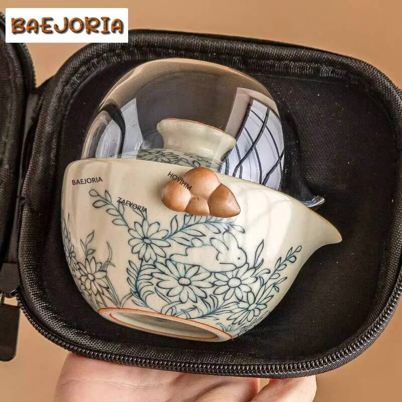 Cute Rabbit Sunflower Ru Kiln  - Korean Tea Set ulasan dan harga
