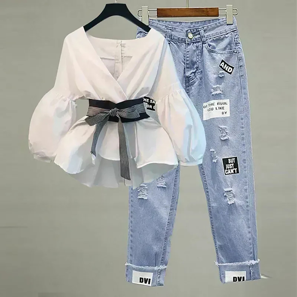 Women Elegant V-Neck Stripe La - Korean Lifestyle ulasan dan harga
