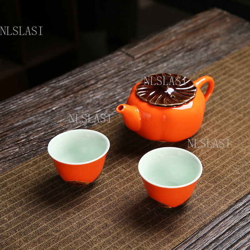 Orange Red Ceramic Tea Set wit - Celadon Ceramic Cup ulasan dan harga