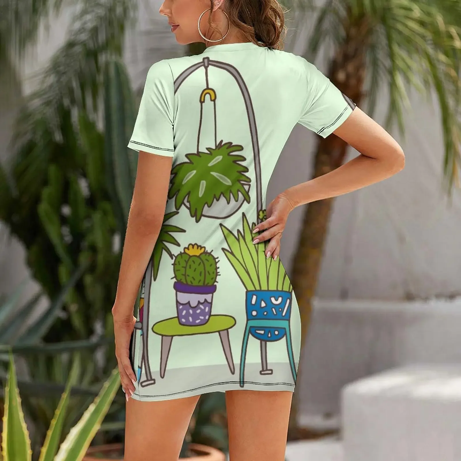 Plant life Short-Sleeved Dress - Korean Lifestyle Trends ulasan dan harga