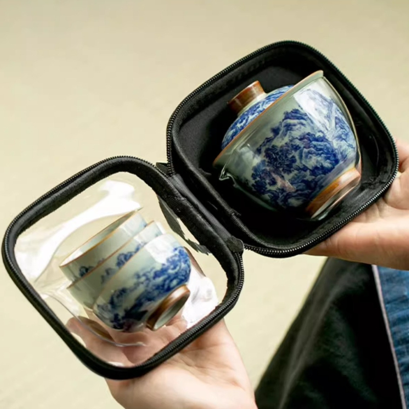 Chinese Retro Blue and White P - Korean Tea Set ulasan dan harga