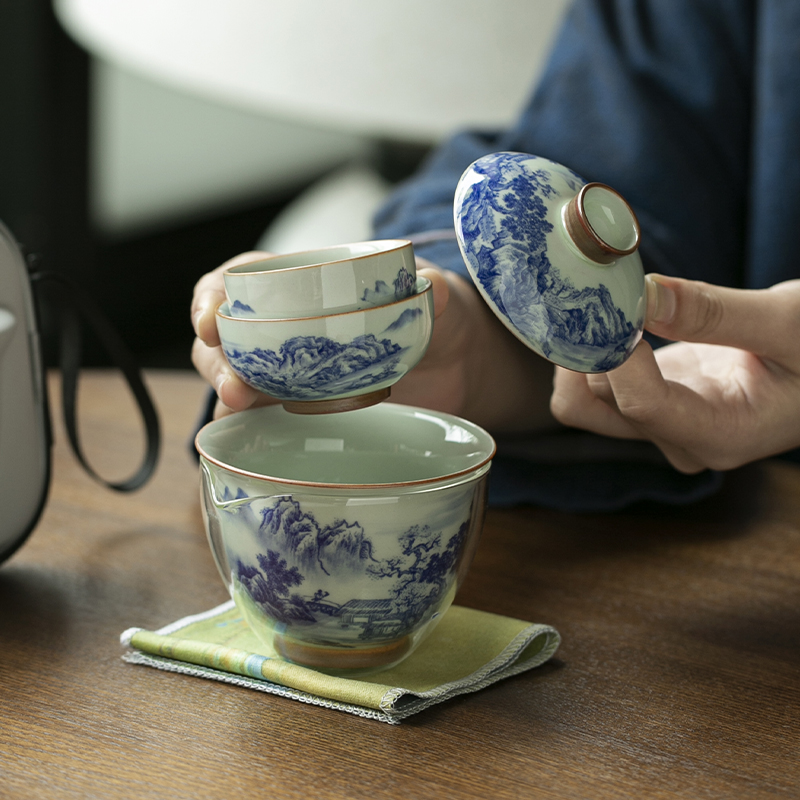 Chinese Retro Blue and White P - Korean Tea Set ulasan dan harga