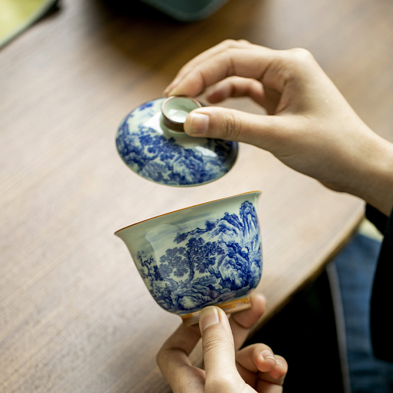 Chinese Retro Blue and White P - Korean Tea Set ulasan dan harga